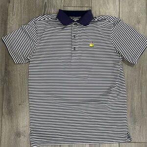 Men’s Small Masters Navy Blue and White Stripped Polo
